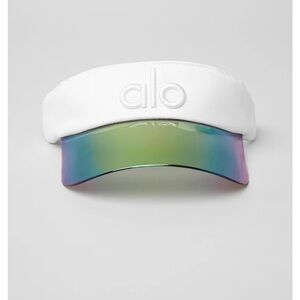 Alo White Visor with Iridescent Brim